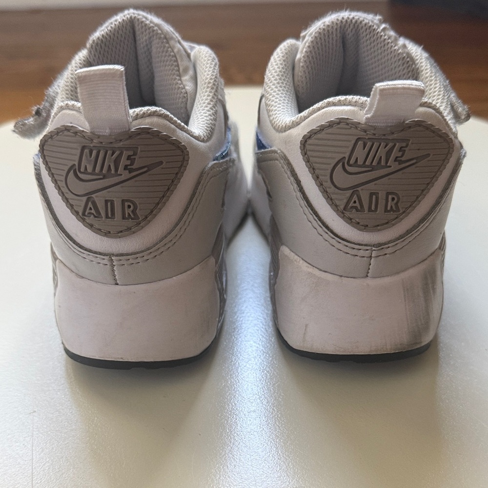 Nike Kids Sneakers Size 12C White Blue Swoosh Velcro Toddler Shoes - Picture 6 of 10